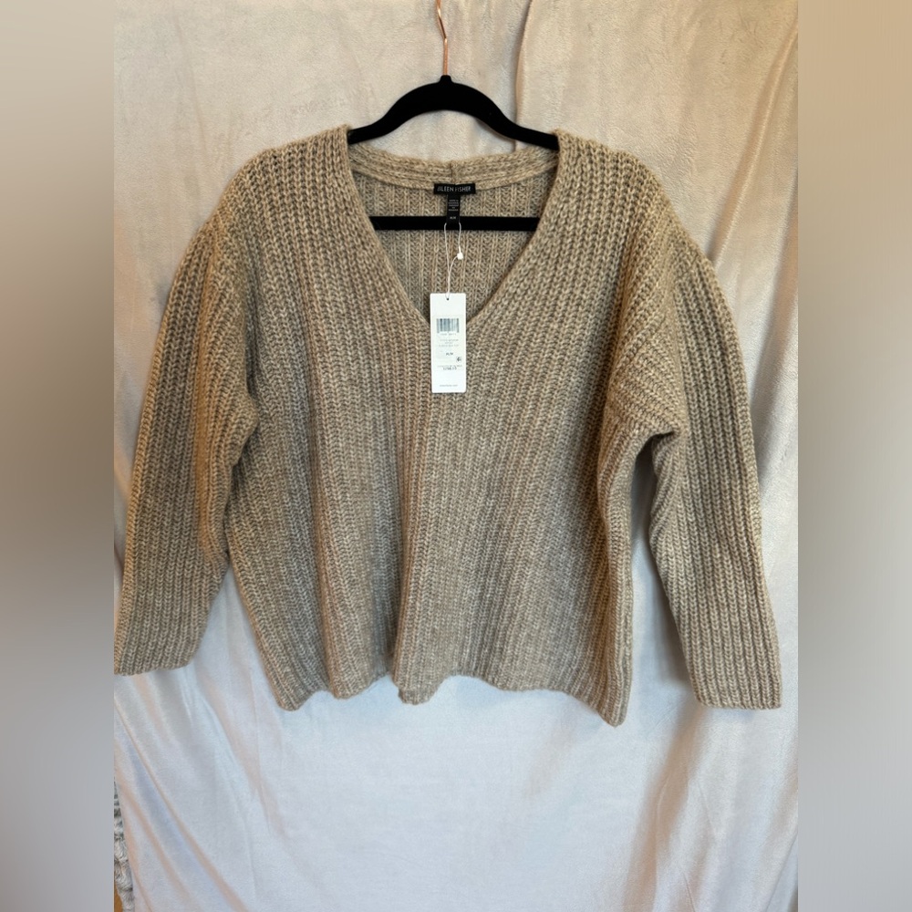 Eileen Fisher NWT Maple Oat Lofty Organic Cotton Wool Blend Sweater